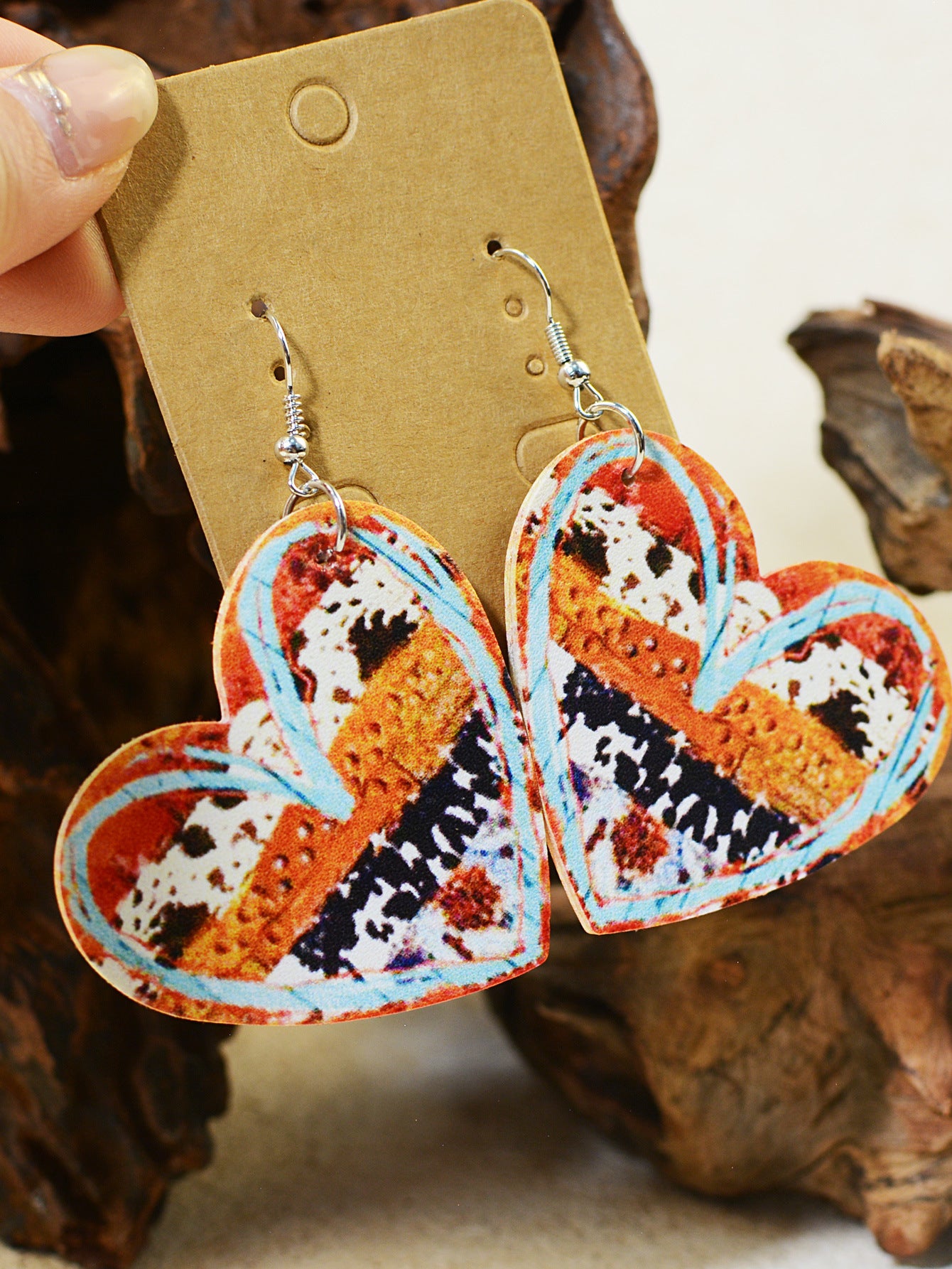Wholesale Valentine's Day Leather Double-sided Printing Soft Material Graffiti Hand-painted Earrings